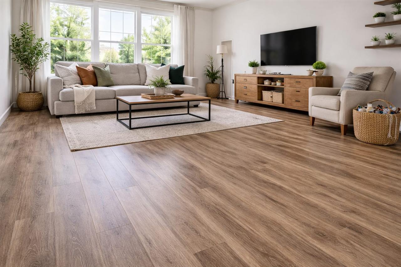 Laminate Flooring installation example in a Celina, TX living room